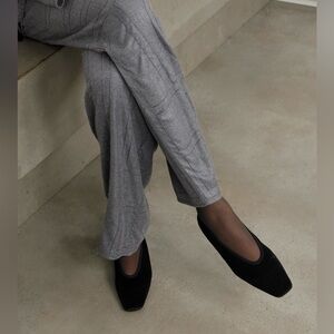 Toteme Minimalist Black Velvet Ballet Flat